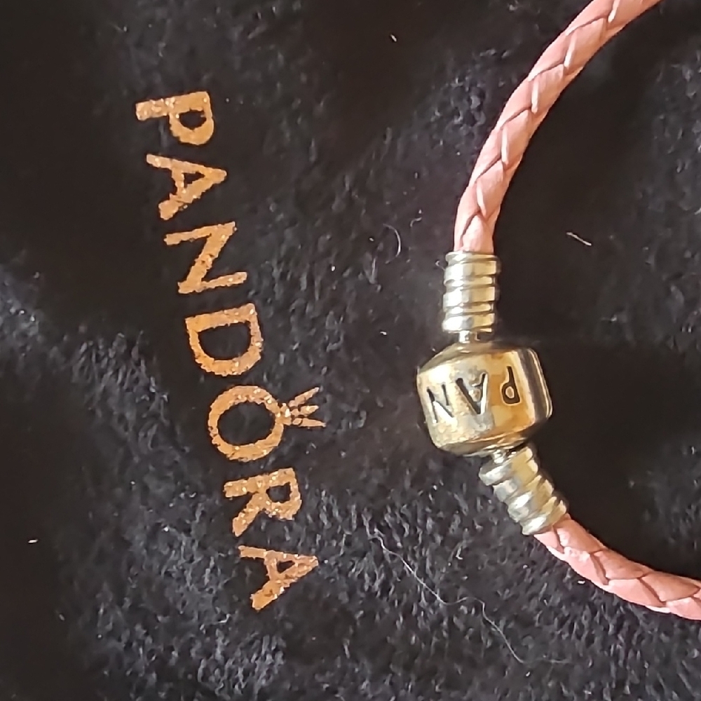 Pandora Pink Braided Bracelet with Silver Clasp, Size 6 - Picture 2 of 3